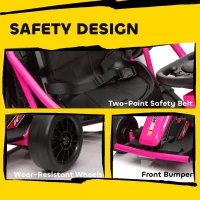 Qaba 24V 7AH Kids Electric Go Kart, 8.1 MPH Battery Powered Drift Kart with Dual Motors, Soft Start for 8-12 Years, Pink(m-8)
