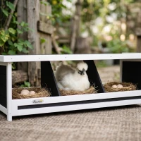 PawHut Wood Nesting Boxes Chicken Coop Accessories for Up to 3 Chickens, with Asphalt Roof, Gray(m-9)