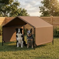 PawHut Portable Dog Tent Water Resistant for Outdoor Shade Protection, Brown(m-10)