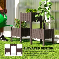 Outsunny Plastic Raised Garden Bed with Legs, Self Watering Elevated Planter Boxes with Drainage Holes and Plugs, Easy Assembly(m-6)