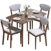 HOMCOM 5-Piece Dining Table Set for 4, Mid-Century Modern Kitchen Table and Chairs, Light Gray(m-11)