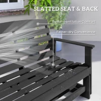 Outsunny Patio Glider Bench w/ HDPE Slatted Double Rocking Chair, Black(m-7)