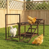 PawHut Chicken Perch with Swing, Roosting Bars & 2 Ladders for 4–6 Hens, Wooden(m-2)