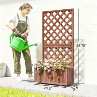 Outsunny Wooden Raised Garden Bed, Raised Planter Box, Planter with Trellis for Climbing Plants Flowers, Orange(m-3)