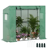 Outsunny Walk-in Portable Greenhouse Small Greenhouse for Outdoors with UV-resistant PE Cover, 6.6' x 2.5' x 5.6' Green(m-11)