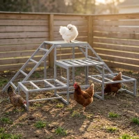PawHut Chicken Roost Toys for Chickens Hens, Coop Accessories with Wood Stand, Ladder Platforms, for 10-15 Chickens(m-2)