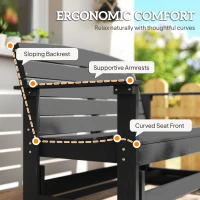 Outsunny Patio Glider Bench w/ HDPE Slatted Double Rocking Chair, Black(m-8)