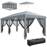 Outsunny 10' x 20' Pop Up Canopy Tent with Netting, Heavy Duty Instant Sun Shelter, Large Tents for Parties with Carry Bag for Outdoor, Garden, Patio, Gray