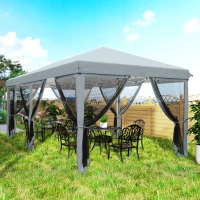 Outsunny 10' x 20' Pop Up Canopy Tent with Netting, Heavy Duty Instant Sun Shelter, Large Tents for Parties with Carry Bag for Outdoor, Garden, Patio, Gray(m-9)