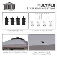 Outsunny 13' x 13' Pop Up Gazebo Instant Canopy Tent Shelter with 2-Tier Roof, Carry Bag, Wight Bags for Outdoor, Garden, Gray(m-7)