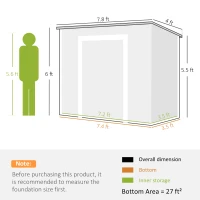 Outsunny 8' x 4' Plastic Outdoor Storage Shed with Floor, Window, Lockable Doors and Vents for Backyard Patio Lawn, Light Brown(m-3)