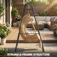 Outsunny Hammock Chair Stand Only Heavy Duty Solid Steel A-Frame for Hanging Hammock, Egg Chair, Max Load 330 LBS, Black(m-4)