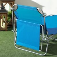 Outsunny Outdoor Pool Chaise Lounge Chair, Folding Tanning Chair with Sun Shade, Blue(m-7)