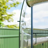 Outsunny Walk-in Tunnel Greenhouse, Hoop House Greenhouse with 8 Roll-Up Doors, 10' x 3' x 6.5', Clear(m-9)