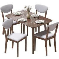 HOMCOM 5-Piece Dining Table Set for 4, Mid-Century Modern Kitchen Table and Chairs, Light Gray(m-1)