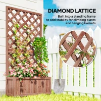 Outsunny Wooden Raised Garden Bed, Raised Planter Box, Planter with Trellis for Climbing Plants Flowers, Orange(m-4)