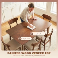 HOMCOM 47.2" Rectangle Dining Table for 4, Mid-Century Modern Kitchen Table with Rubber Wood Legs for Dining Room, Walnut(m-6)