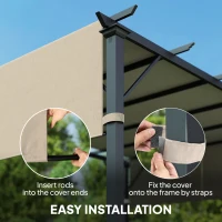 Outsunny 2 Pcs Pergola Replacement Canopy, UV Protection Pergola Shade Cover, Easy to Install, for 10 x 12ft Pergola, Khaki(m-6)