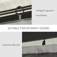 Outsunny 9.84' x 9.84' Gazebo Sidewall Set with Hooks/C-Rings, Gray(m-6)
