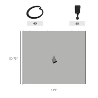 Outsunny 9.84' x 9.84' Gazebo Sidewall Set with Hooks/C-Rings, Gray(m-3)
