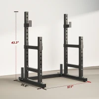 Soozier Adjustable Squat Rack, 660lbs Multi-Functional Bench Press Rack for Weight Lifting Home Gym Strength Training, Black(m-3)
