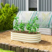 Outsunny 3.4' x 2' x 1' Galvanized Raised Garden Bed Kit, Metal Planter Box with Safety Edging, Cream(m-2)