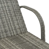 Outsunny Wicker Outdoor Chaise Lounge, 5-Level Adjustable Backrest PE Rattan Pool Lounge Chair with Wheels, Cushion & Headrest, Mixed Gray and Gray(m-8)