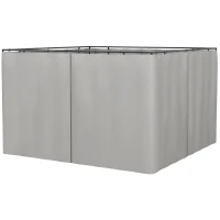 Outsunny 9.84' x 9.84' Gazebo Sidewall Set with Hooks/C-Rings, Gray(m-1)