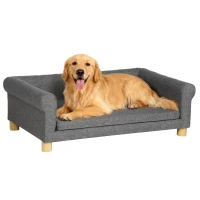 PawHut Medium to Large Dog Couch Bed, Pet Sofa with Removable Seat Cushion and Elevated Base, Dark Gray(m-11)