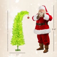 HOMCOM 5 ft Whimsical Christmas Tree, Pencil Xmas Tree with Red Ball, Metal Base, Prelit with 200 LED Lights(m-3)