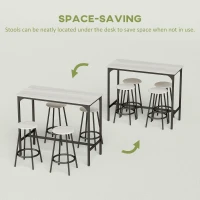 HOMCOM 5-Piece Counter Height Bar Table Set, Rustic 43.25" Dining Table with 4 Bar Stools, Kitchen Table with Wooden Top for Pub, Dining Room, Gray(m-5)