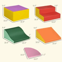 Qaba 6-Pieces Foam Climbing Blocks for Toddlers 1-3 Years, Soft Play Set for Climb and Crawl, Assorted(m-3)