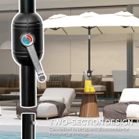 Outsunny Double Sided Patio Umbrella, 9.7' Large Outdoor Market Umbrella with Push Button Tilt and Crank, 3 Air Vents and 12 Ribs, for Garden, Deck, Pool, White(m-8)