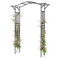 Outsunny Garden Arch, PE-Coated Steel Garden Arch Trellis with Extended Top, Black