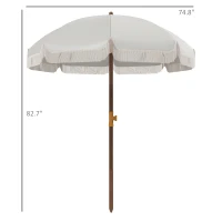 Outsunny 6.2' Beach Umbrella for Travel, Vent, Ruffles, Carry Bag, Portable Outdoor Umbrella for Garden, Light Gray(m-3)