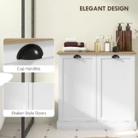 HOMCOM Dual Tilt out Laundry Hamper Cabinet with 2 Removable Basket, Modern Bathroom Storage Cabinet with Shaker Doors and Handles, White(m-5)