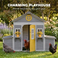 PawHut Wooden Chicken Coop, Hen House for 2-4 Hens, Outdoor Playhouse Poultry Cage with Nesting Boxes, Waterproof Roof, Windows(m-5)