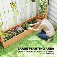 Outsunny Wooden Planter Box with Trellis, Hanging Roof and Drainage Holes for Climbing Plants, Vegetables, Herbs and Flowers(m-4)