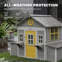 PawHut Wooden Chicken Coop, Hen House for 2-4 Hens, Outdoor Playhouse Poultry Cage with Nesting Boxes, Waterproof Roof, Windows(m-7)