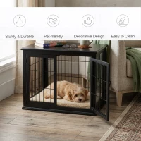 PawHut Dog Crate Furniture, 32" Small Dog Cage End Table with 2 Doors, Lockable Door, Puppy Kennel Indoor, Black(m-4)