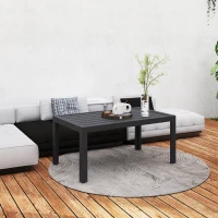 Outsunny Outdoor Coffee Table, Rectangular Patio Table with Steel Frame and Slat Tabletop for Garden, Balcony, Grey(m-6)