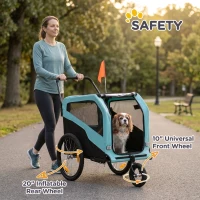 Aosom 2-in-1 Dog Bike Trailer Pet Stroller Carrier for Large Dogs with Hitch, Quick-release Wheels, Foot Support, Pet Bicycle Cart Wagon Cargo for Travel, Blue(m-7)