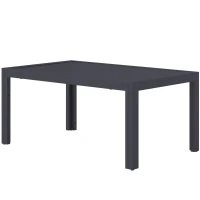 Outsunny Outdoor Coffee Table, Rectangular Patio Table with Steel Frame and Slat Tabletop for Garden, Balcony, Grey(m-2)