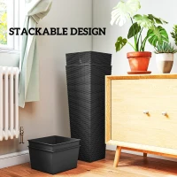 Outsunny 32 Inch Tall Planters for Outdoor Plants, Set of 2 Plastic Flower Pots with Drainage Holes, Black(m-8)