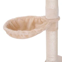PawHut 102" Adjustable Height Floor to Ceiling Cat Tree, 5 Level Cat Tower with Scratching Posts, Hammock, Beige(m-8)