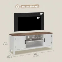 HOMCOM TV Stand for TVs up to 55 Inch, Entertainment Center with 2 Open Shelves, 2 Cabinets, Thick Top, White and Brown(m-3)