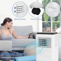 HOMCOM 8,000 BTU Moible Air Conditioner 345 Sq. Ft., Dehumidifier Fan Auto Sleep with 24H Timer On/Off, Window Kit, White(m-8)
