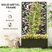Outsunny Raised Garden Bed with Trellis, Outdoor Privacy Screen with Planter Box, 24" x 9.1" x 44.5", Black(m-6)