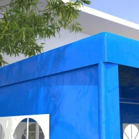 Outsunny 9.6' x 19' Large Party Tent, Outdoor Event Shelter, Gazebo Canopy with 4 Removable Window Sidewalls for Weddings, Picnics, Blue(m-11)