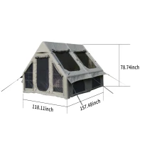 Inflatable Camping Tent with Hand Pump & Inflatable Beam Frame, Waterproof Cabin Tent for 4-8 People, 157.5″ L x 118″ W x 78.5″ H, Beige(m-3)